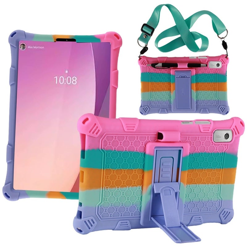 Tablet Protective Case Silicone Drop Protection Case Silicone Soft Case For Lenovo Tab M9 Protective Case Pink Case + Lanyard + Capacitive Pen - Image 1