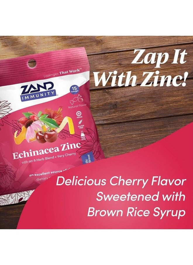 ZAND - Zand HerbaLozenge Cherry Echinacea Zinc | Throat Lozenges | No Corn Syrup, No Cane Sugar, No Colors (12 Bags, 15 Lozenges) - Image 1