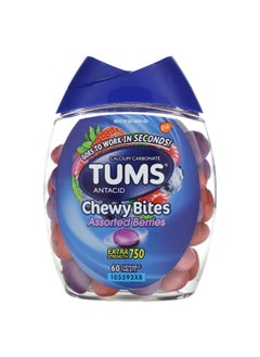 TUMS Tums, Extra Strength Antacid, Chewy Bites, Assorted Berries, 750 mg, 60 Chewable Tablets  - Image 1