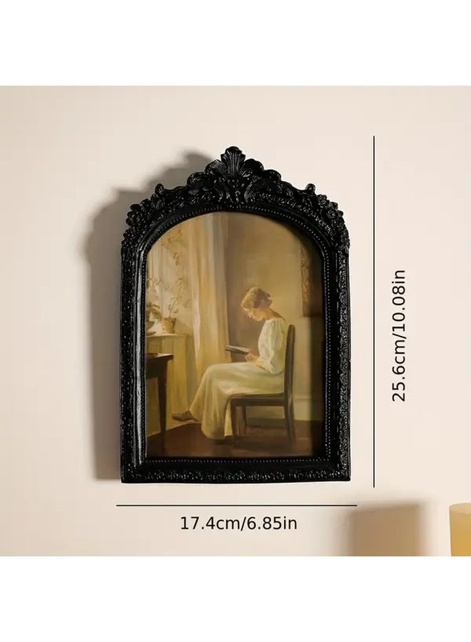Vintage Black Resin Photo Frame 8 Inch Distressed Embossed Design For Wall Or Desk - Image 4