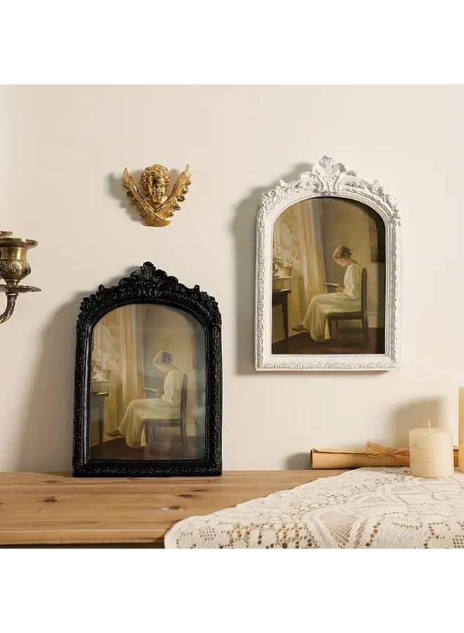 Vintage Black Resin Photo Frame 8 Inch Distressed Embossed Design For Wall Or Desk - Image 2