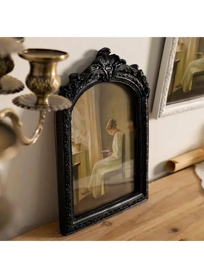 Vintage Black Resin Photo Frame 8 Inch Distressed Embossed Design For Wall Or Desk - Image 5
