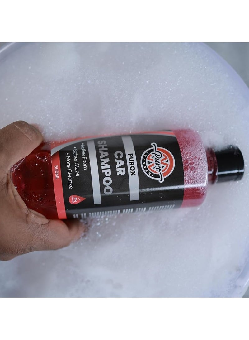 Puro X car shampoo 500 mL-GLAZING ON PAINT FINISHES ULTRA THICK FOAM SPOTLESS WASH MORE CLEANING RICH STRAWBERRY FRAGRANCE