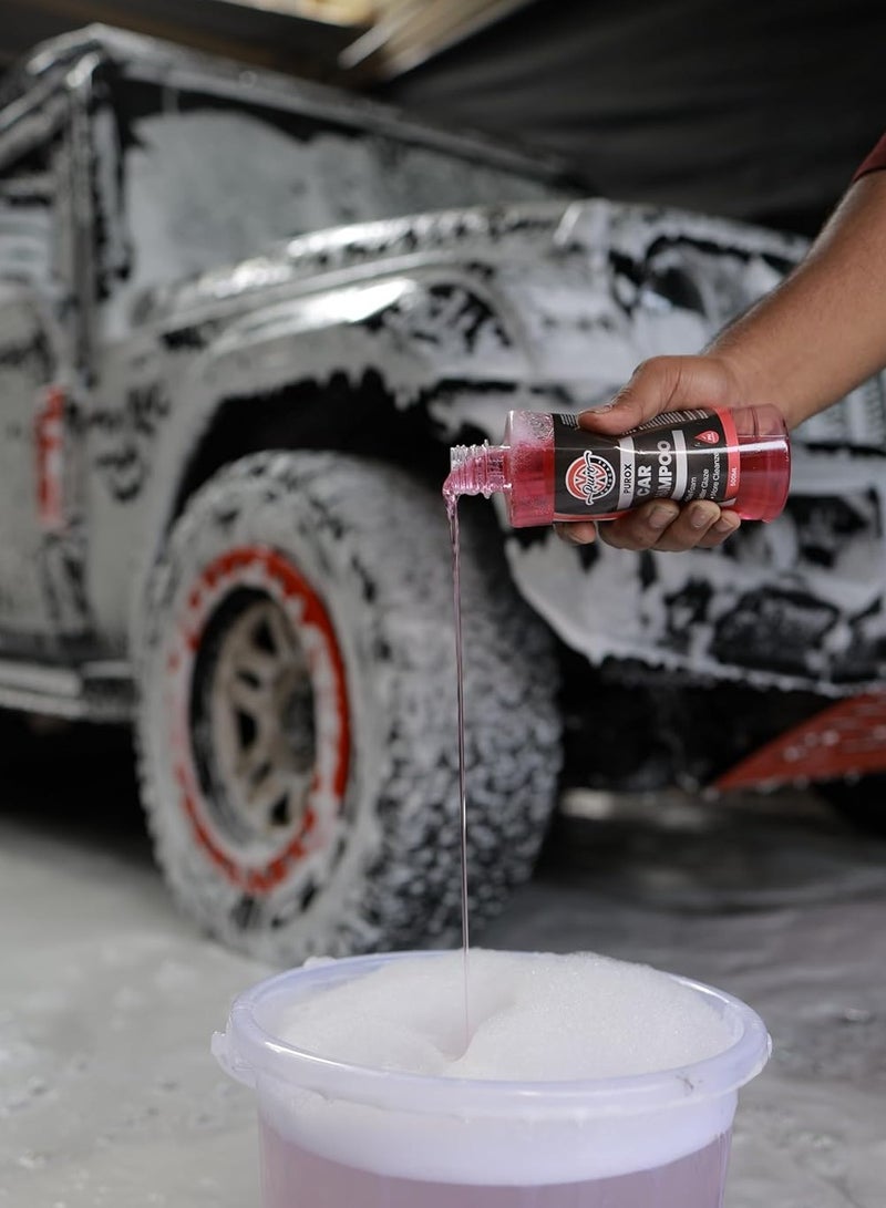 Puro X car shampoo 500 mL-GLAZING ON PAINT FINISHES ULTRA THICK FOAM SPOTLESS WASH MORE CLEANING RICH STRAWBERRY FRAGRANCE