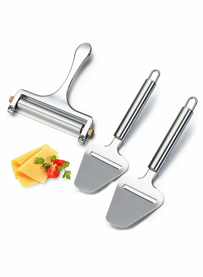 3 Pieces Cheese Cutter Adjustable Thickness Stainless Steel Wire Cheese Slicer with Cheese Plane Tool for Soft Semi-Hard Cheeses Kitchen Cooking Tool for Kitchen Cooking - Image 1