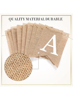 Breling 2 Pieces Burlap Happy Birthday Banner Flags and 2 Pieces Mini LED Fairy Lights Battery Rustic Birthday Banner Garland Bunting for Kid Adult Birthday Party Decoration Fireplace Supplies  - Image 3