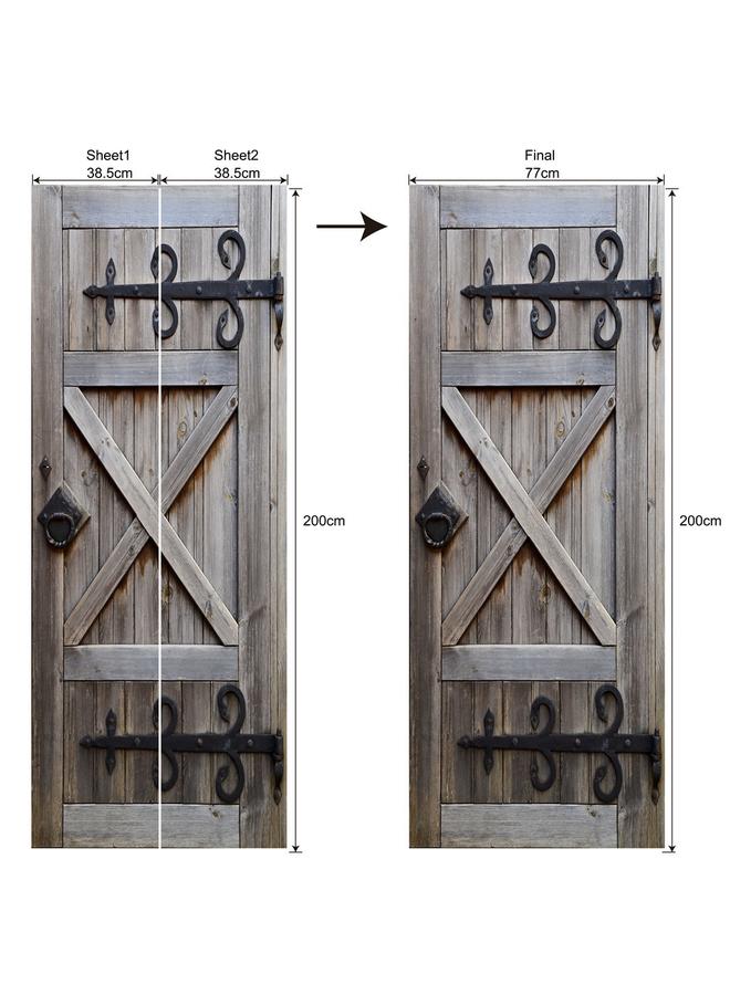 الأزرق جي دبليو 77/90cm3D عالية محاكاة الباب سلسلة ملصقات الباب القابلة للإزالة ، ملصقات الحائط المقاومة للماء ، غرفة النوم ، ملصق PVC ، غرفة المعيشة - Image 1