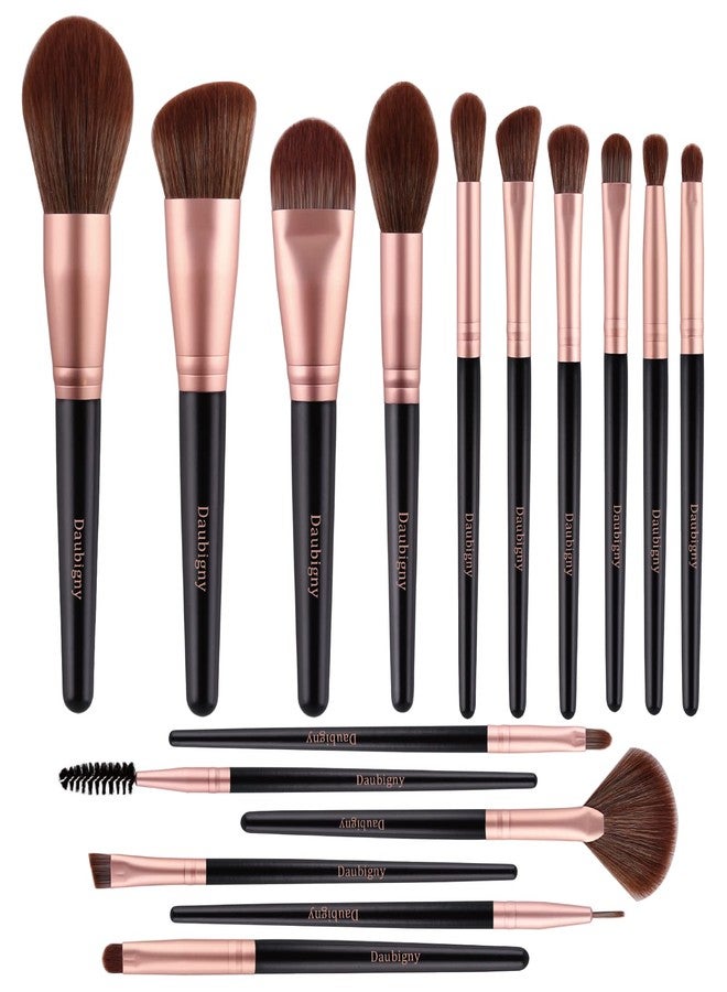 Daubigny Makeup Brushes, Daubigny 16Pcs Premium Synthetic Makeup Brush Set with Professional Foundation Brushes Powder Concealers Eye shadows Blush Makeup Brush for Perfect Makeup (Black) - Image 1