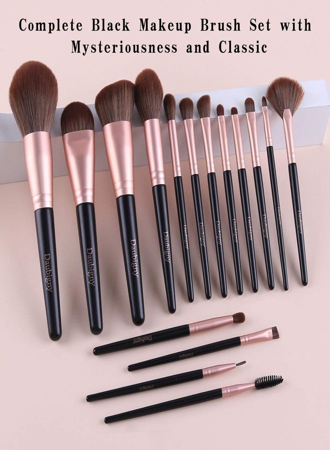 Daubigny Makeup Brushes, Daubigny 16Pcs Premium Synthetic Makeup Brush Set with Professional Foundation Brushes Powder Concealers Eye shadows Blush Makeup Brush for Perfect Makeup (Black) - Image 5