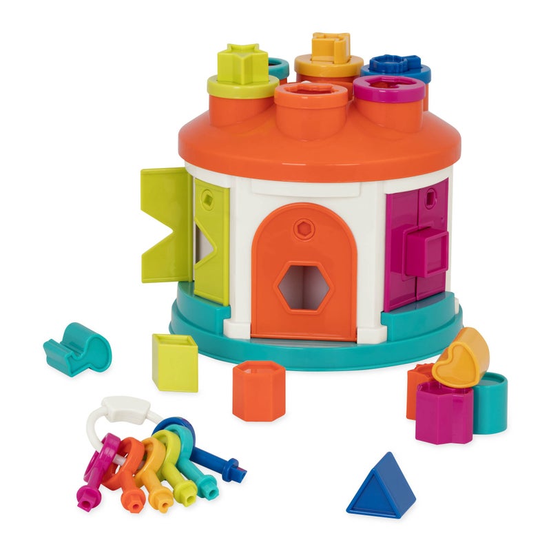 Battat Shape Color Sorting Toy Developmental Toy Pattern Matching Game ColorCoded Keys 2 Years Shape Sorter House