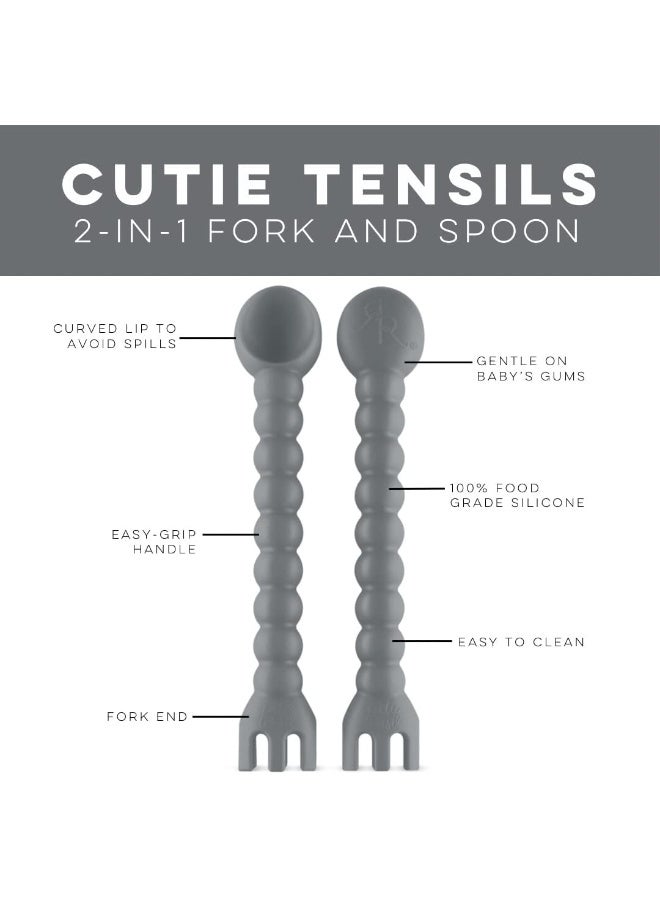 Ryan & Rose Ryan & Rose Baby Spoon and Fork [2 Pack] (Charcoal) - Image 2