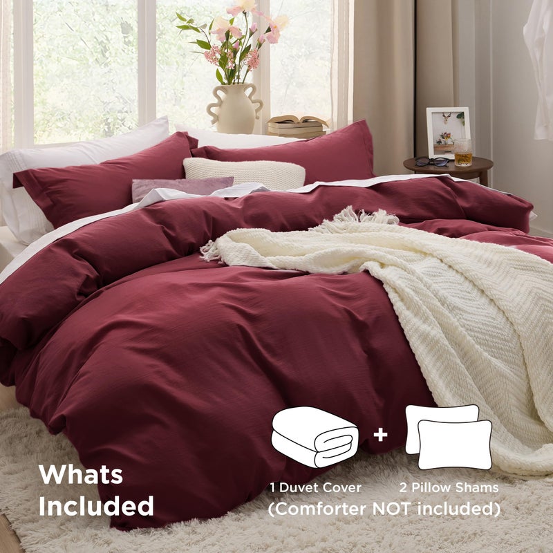 Bedsure Winery Duvet Cover Queen Size - 3 Pieces Prewashed Extra Soft Bedding Set, Includes 1 Duvet Cover 90x90 Inches with Zipper Closure & 2 Pillow Shams, Comforter Not Included - Image 2