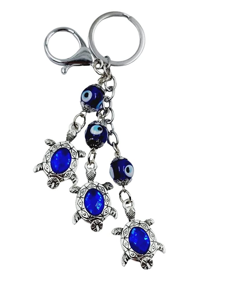 ARTISKRITI Evil Eye Turtle Keychain for Keys, Gifting Car/Bike Metal Key Ring Anti-Rust, Blue Tortoise - Image 2