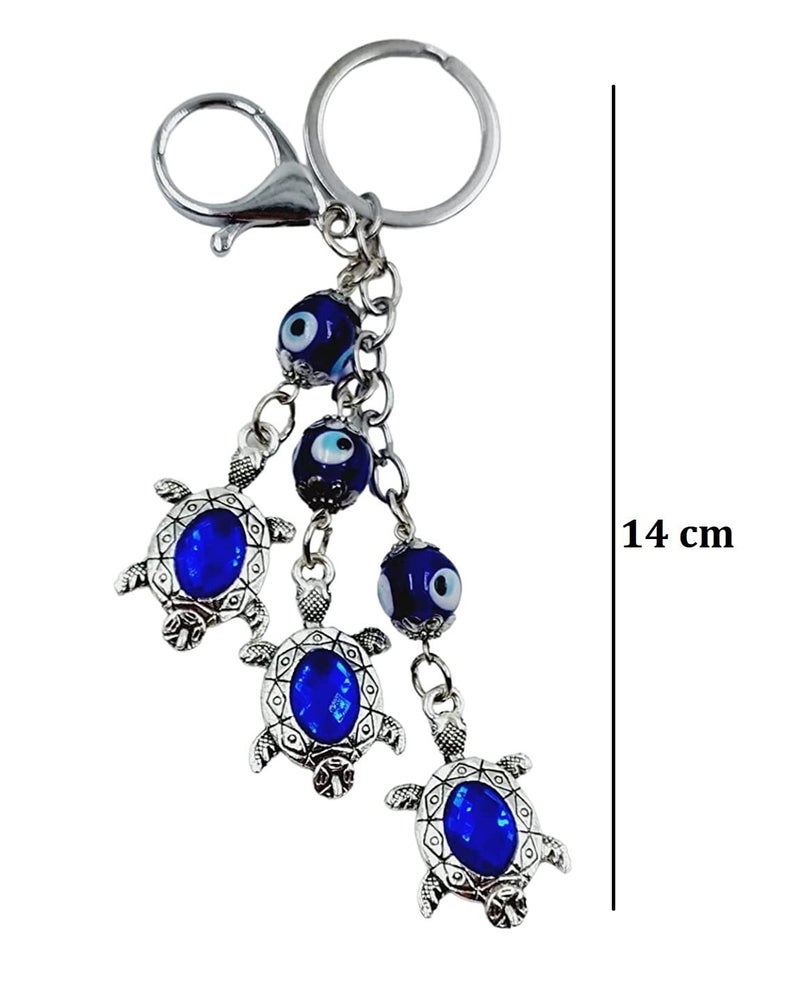 ARTISKRITI Evil Eye Turtle Keychain for Keys, Gifting Car/Bike Metal Key Ring Anti-Rust, Blue Tortoise - Image 3