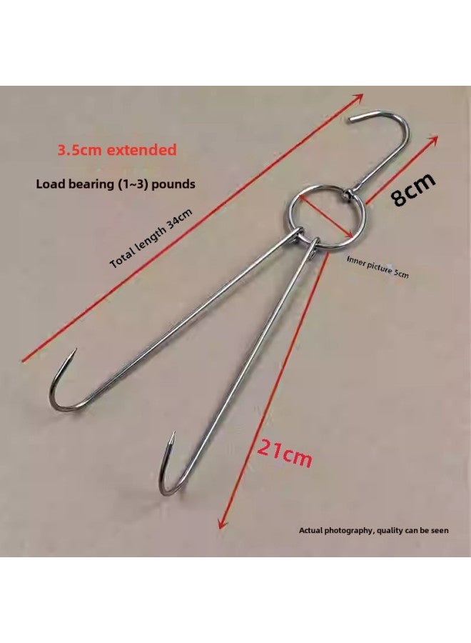 Roast Duck Hook Roast Duck Hook Roast Goose Double Hook Duck Hook Commercial Hook Roast Meat Ring Large Circle Stainless Steel Shelf-Color:3.5cm Thick Non-magnetic Large Circle Total Length 34cm (10 Pieces)  - Image 1