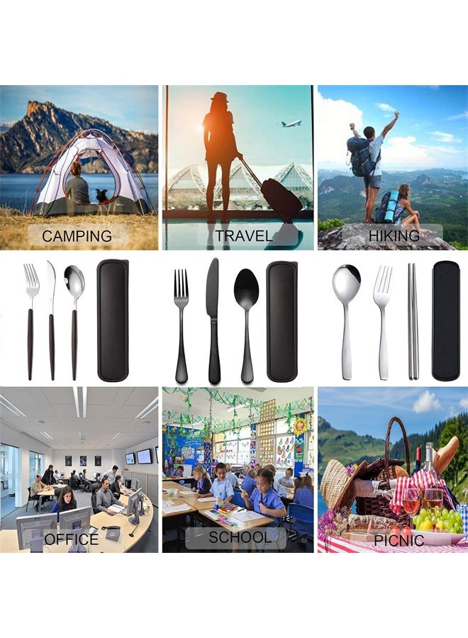 HOMESTAR Travel Silverware Set With Case, Portable And Reusable Lunch Utensils Set For Work, Travel Silverware, Cutlery Set For Lunch Box, Bento Box Utensils Set, Spoon, Fork, And Chopsticks, Black - Image 5