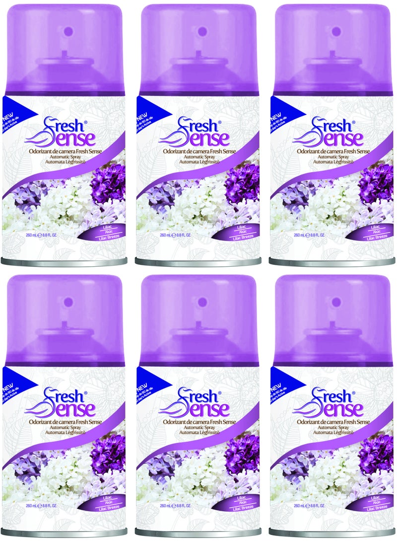 فريش سينس عبوة معطر هواء معاد تعبئته - عبوة من 6 × 260 مل - بخاخ معطر هواء أوتوماتيكي برذاذ تلقائي أرجواني للمنزل الحمام المرحاض المكتب يحيد الروائح الكريهة فريش سينس - Image 1