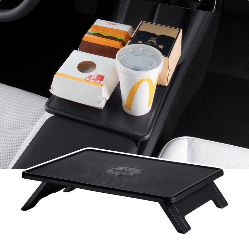 BASENOR 2026 2025 Tesla Model Y Juniper & Model 3 Highland Center Console Table Tray Anti-Slip Foldable Car Food Eating Laptop Desk for Road Trips, Model Y/3 Accessories (Standard/Premium/Performance) - Image 1