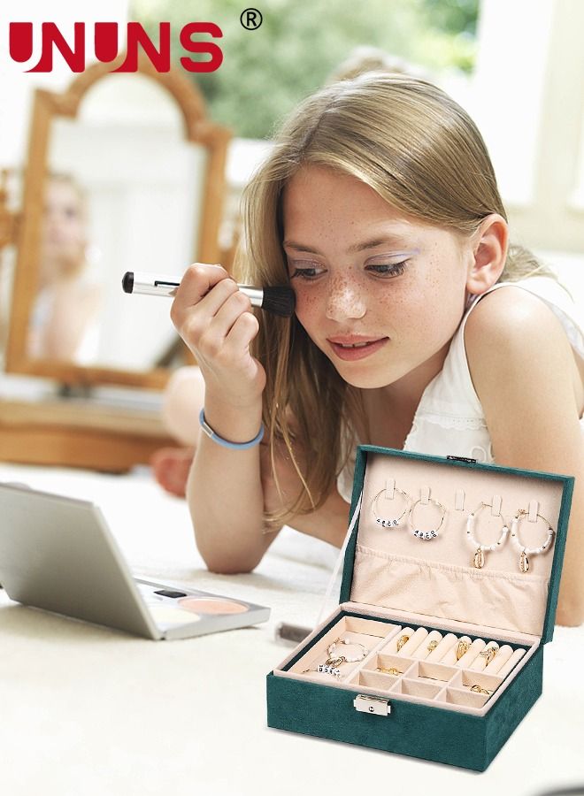 UNUNS Jewelry Organizer Box,2-Layer Women Girls Jewelry Storage Case,PU Leather Display Jewellery Holder With Removable Tray And Safety lock,For Necklace Earrings Rings Bracelets - Image 5