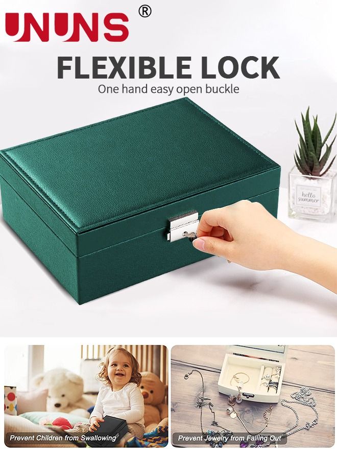 UNUNS Jewelry Organizer Box,2-Layer Women Girls Jewelry Storage Case,PU Leather Display Jewellery Holder With Removable Tray And Safety lock,For Necklace Earrings Rings Bracelets - Image 4