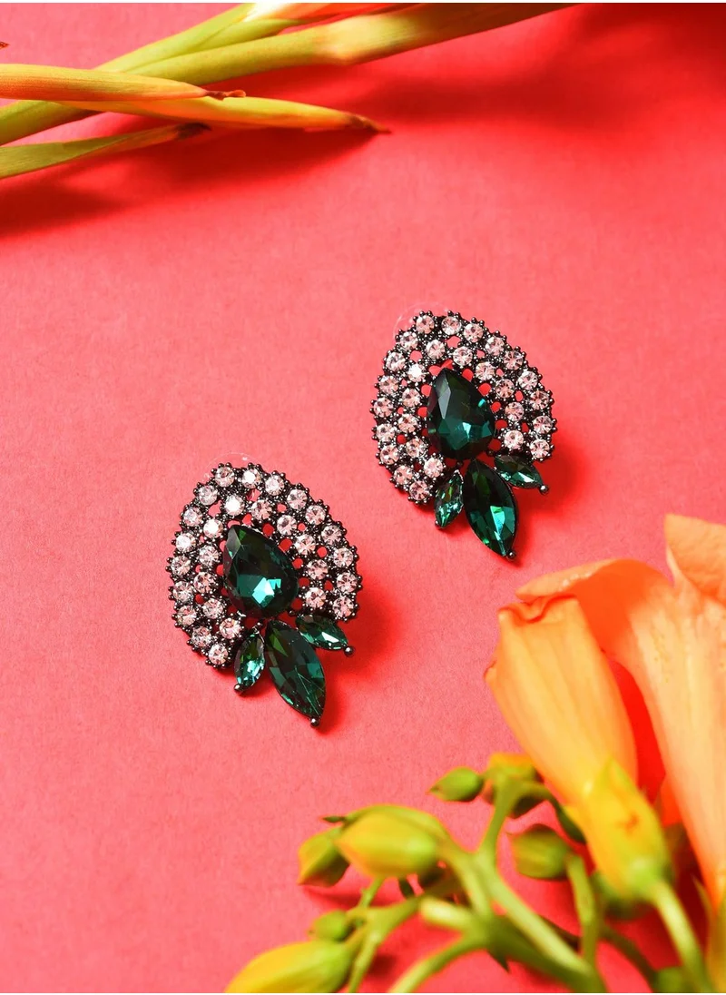 SOHI Gold Plated Designer Stone Stud