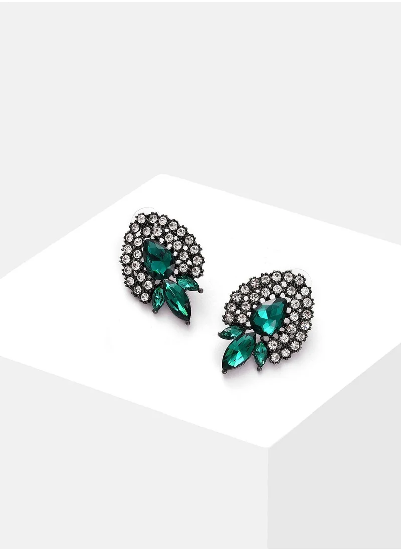 SOHI Gold Plated Designer Stone Stud