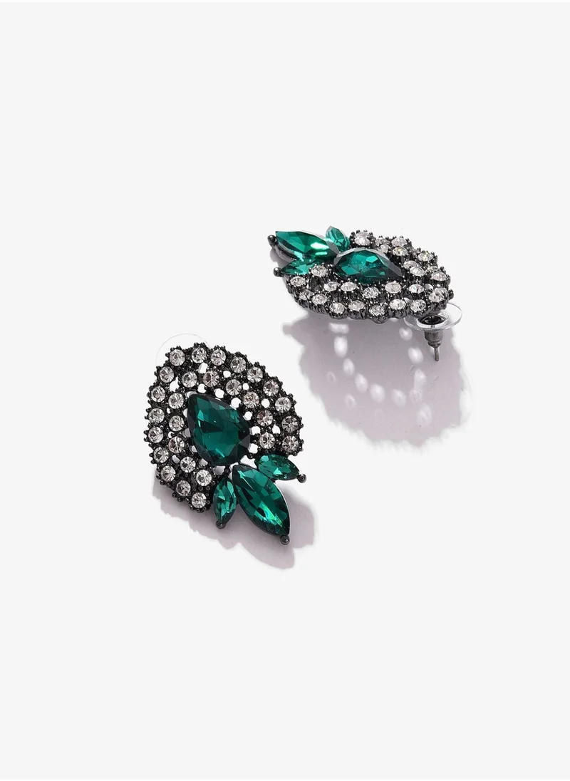 SOHI Gold Plated Designer Stone Stud