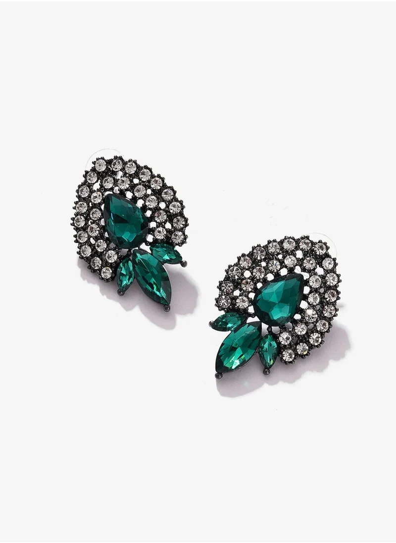SOHI Gold Plated Designer Stone Stud