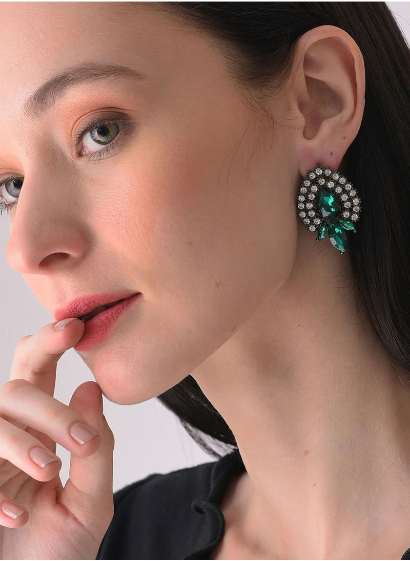 SOHI Gold Plated Designer Stone Stud
