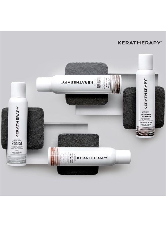 KERATHERAPY Keratherapy Keratin Infused Perfect Match Fiber Hair Thickener Spray, Medium Brown, 4 fl. oz., 140 ml - Volumizing, Thickening, & Concealing Hairspray for Scalp Coverage, Roots & Thinning Areas 