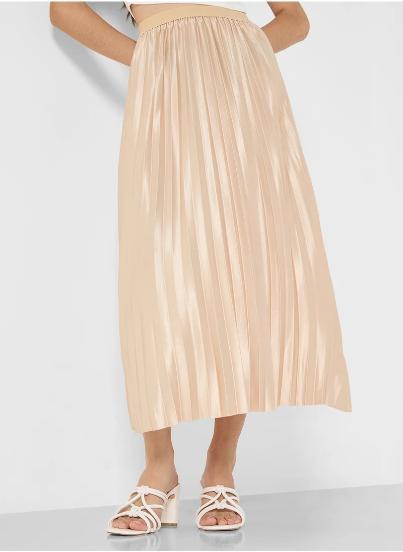 Ginger Metallic Satin Midi Skirt