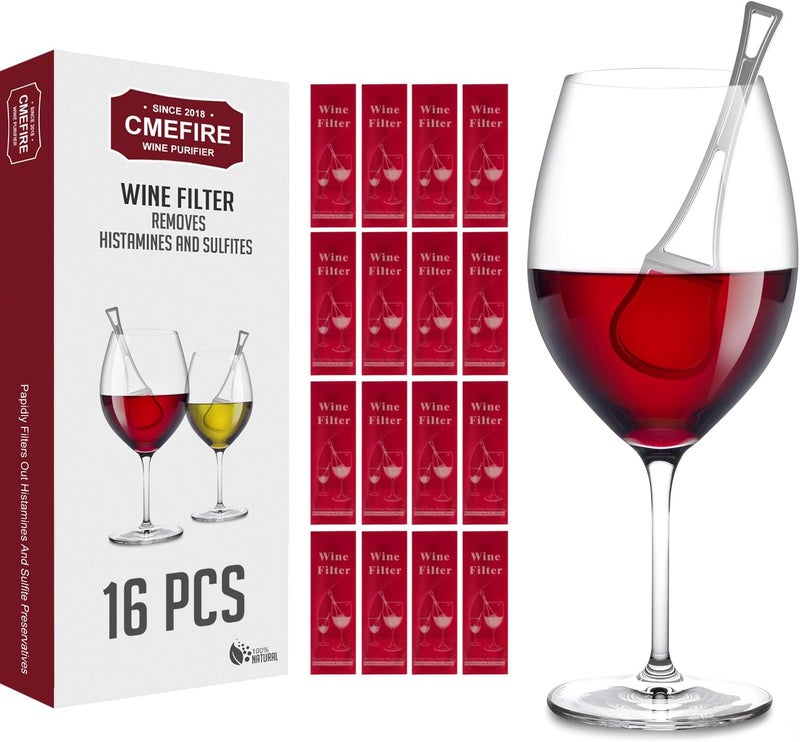 Cmefire Wine Filters Sulfites Histamines Purifier Wands: May Reduce and Alleviate Wine Allergies & Sensitivities - Purifies Wine without Compromising Taste and Purity(16 Packs) - Image 1