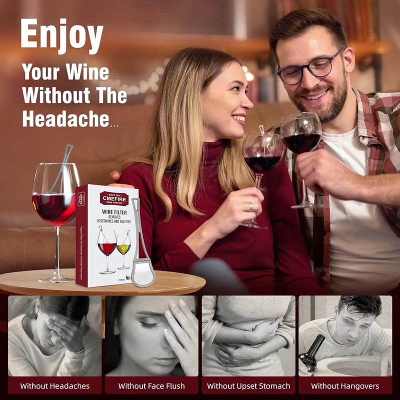 Cmefire Wine Filters Sulfites Histamines Purifier Wands: May Reduce and Alleviate Wine Allergies & Sensitivities - Purifies Wine without Compromising Taste and Purity(16 Packs) - Image 2
