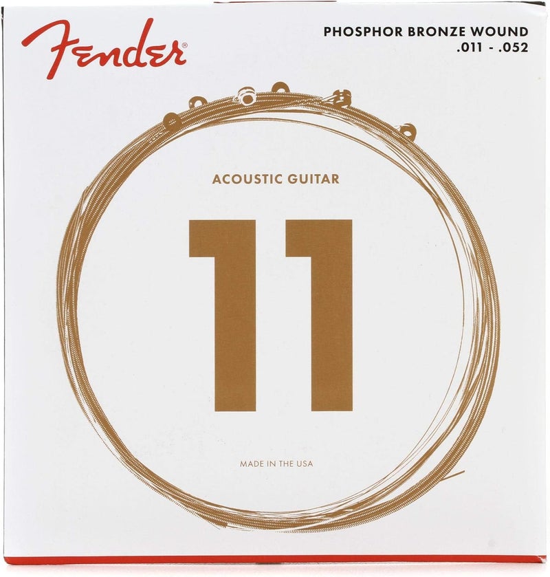 Fender 60L Acoustic Guitar Phosphor Bronze Ball End Strings, Gauge 11-52