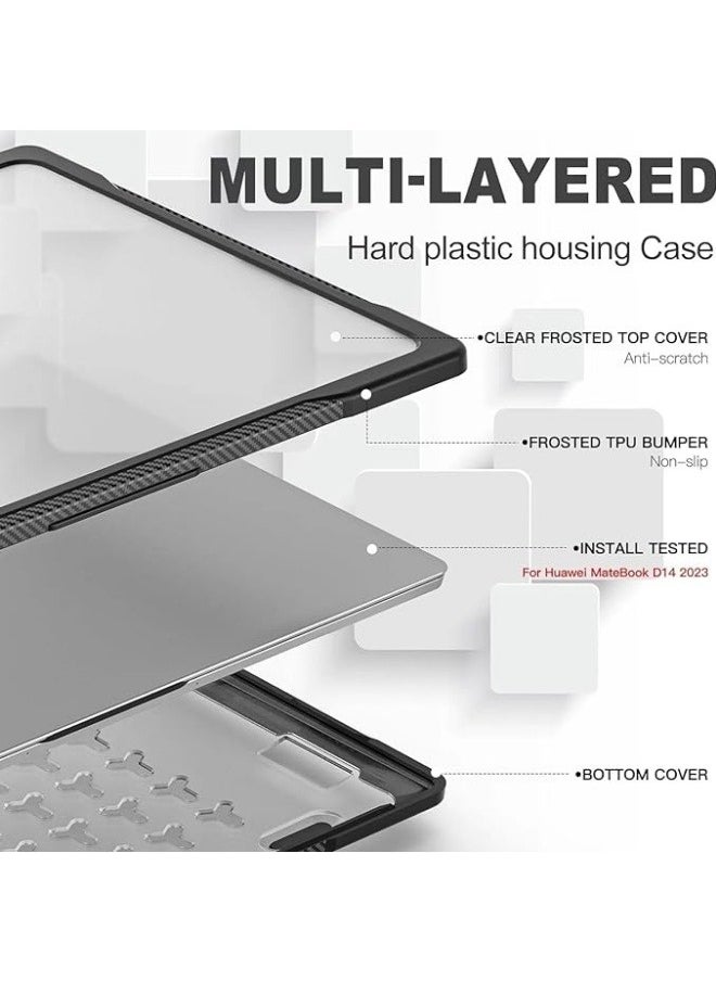 Generic - Case Compatible with Huawei MateBook D14 2024/2023, Frosted Translucent Matte Anti-Fingerprint Shockproof Ultra-thin Anti-Slip Protective Laptop Cover Shell - Image 1