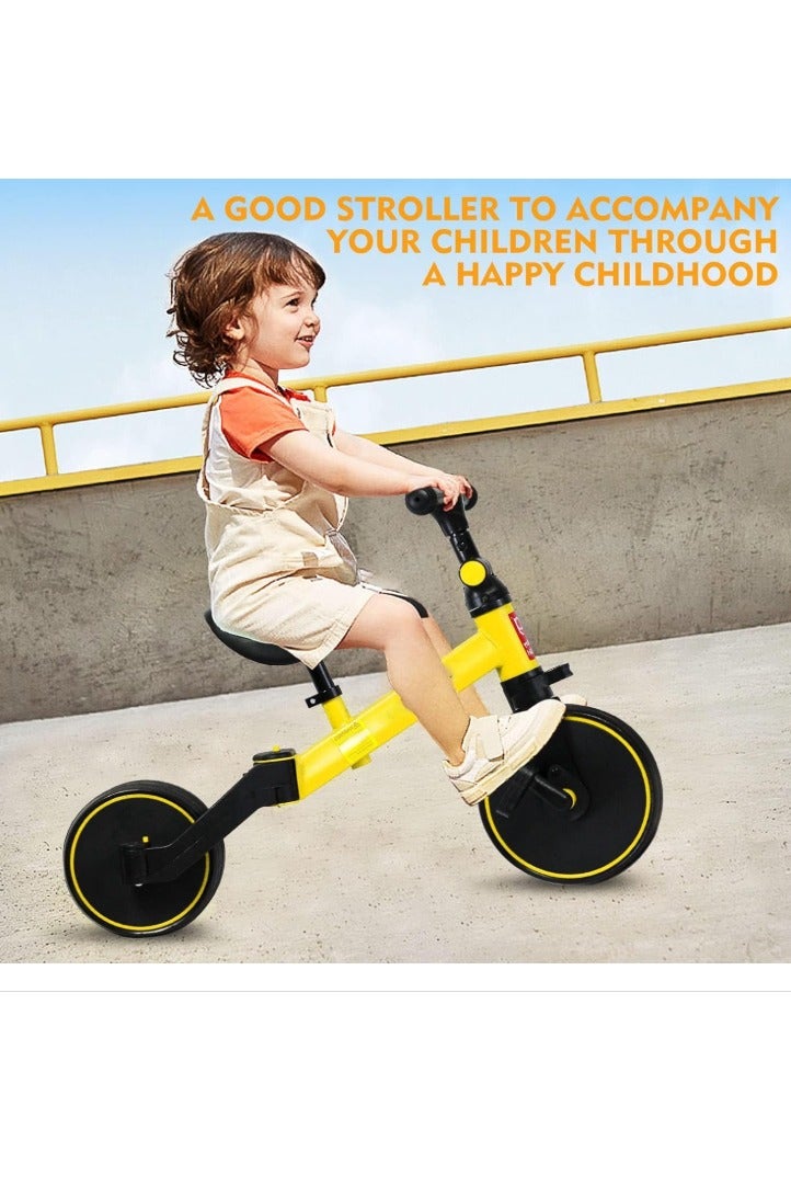 Kids Balance Bike Kids 4 IN 1Tricycles for 1-4 Years, Toddlers Trike with Adjustable Seat Indoor Outdoor, Boys Girls Kids yellow - Image 2