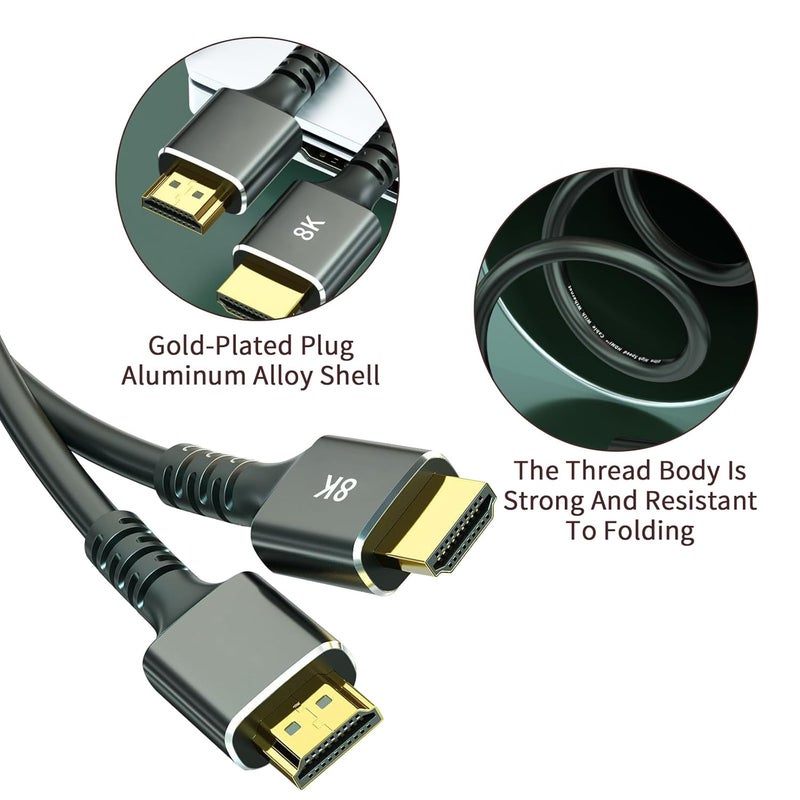 8K HDMI Cable 2.1, 6.6FT/2M, 48Gbps, High Speed for 8K 60Hz, 4K 120Hz, Compatible with PS5, TV, and More - Image 3