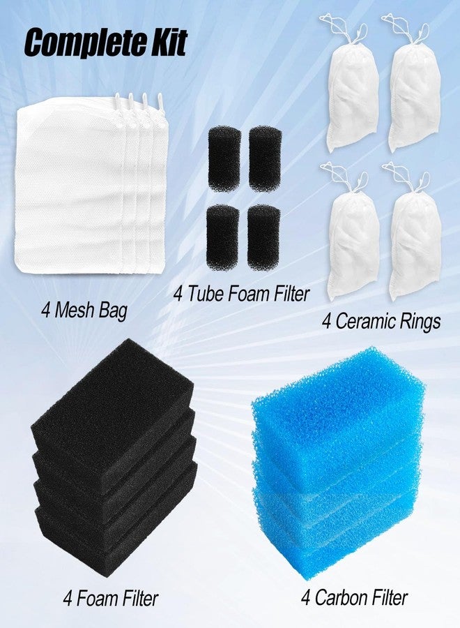 GUXPCH Aquarium Media Maintenance Kit Replacement Fits for AC50 Power Filter, Includes 4 Foam Filters, 4 Carbon Sponge Filters, 4 Intake Strainer Sponges, 4 Pack Ceramic Rings - Image 3