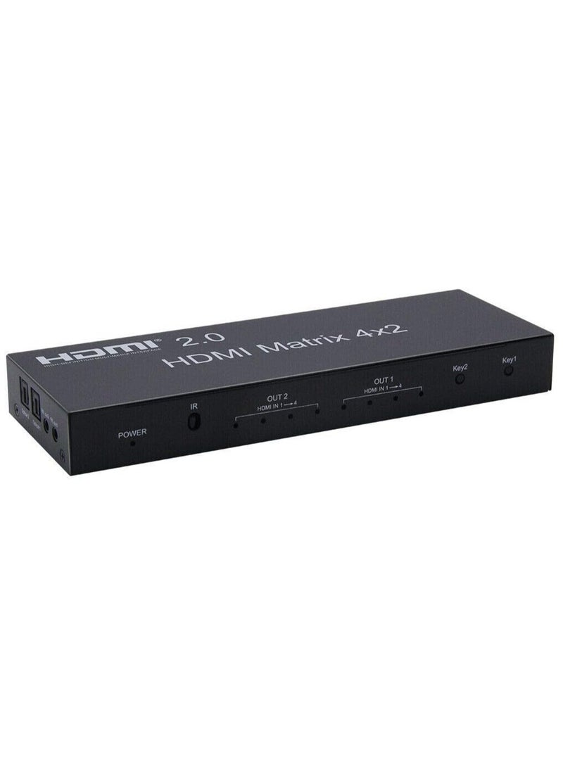 Generic - HDMI 2.0 Matrix Switch 4x2 4K 60Hz HDMI EDID Support Dual Audio Output by Optical and Stereo HDMI 2.0/3D/4K 4K 60Hz HDMI 2.0 Matrix 4 in 2 Output Splitter HDCP2.2 - - Image 1