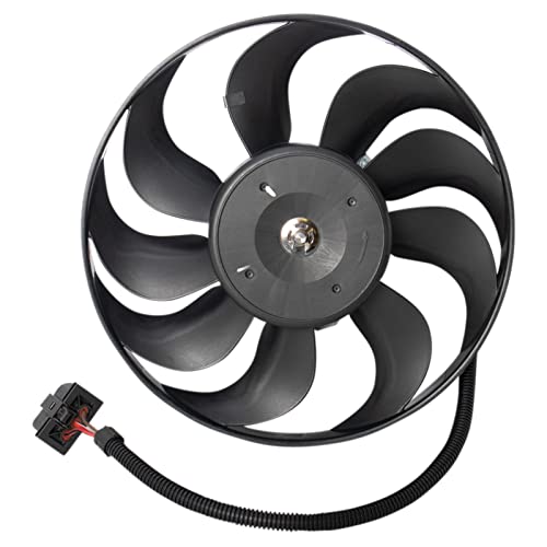 TRQ Right Radiator Cooling Fan Assembly Passenger Side Compatible with 2000-2006 Audi TT TT Quattro 1998-2006 Volkswagen Beetle 2000-2005 Golf Jetta - Image 1