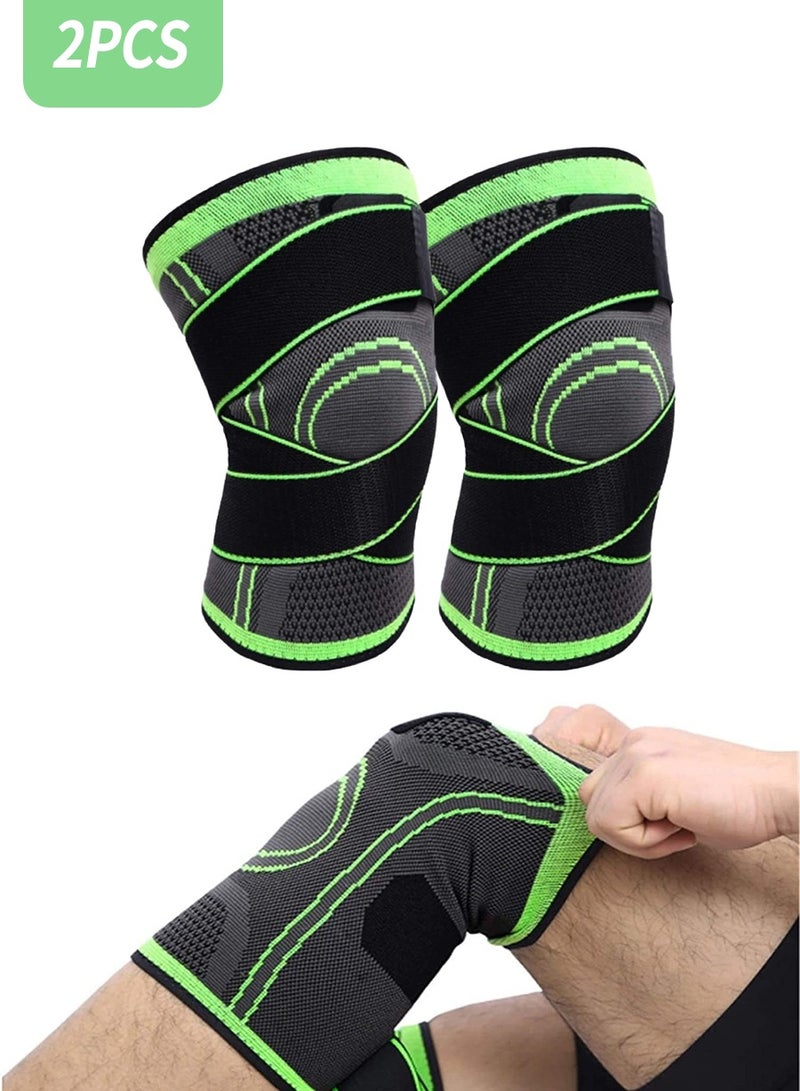 بيروي كم ضاغط للركبة، [2 عبوة] مثبتات ركب قابلة للتعديل مع دعامة للركبة بحزام للركبة للركض وكرة السلة والتهاب المفاصل وتخفيف آلام المفاصل والتعافي من الإصابات - Image 1