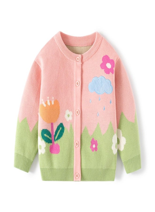 JAYPEIER Cute Baby Girls Hearts Knit Cardigan Sweater, Toddler Loose Long Sleeve Shirts Warm Tops for Fall Winter Love Design - Image 1