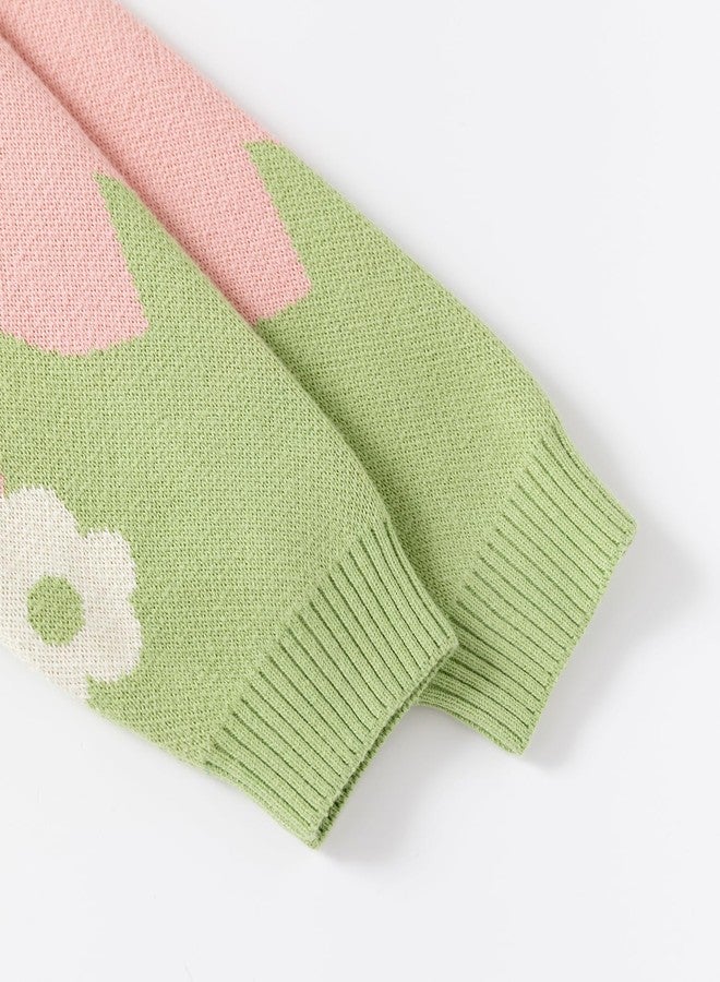 JAYPEIER Cute Baby Girls Hearts Knit Cardigan Sweater, Toddler Loose Long Sleeve Shirts Warm Tops for Fall Winter Love Design - Image 4