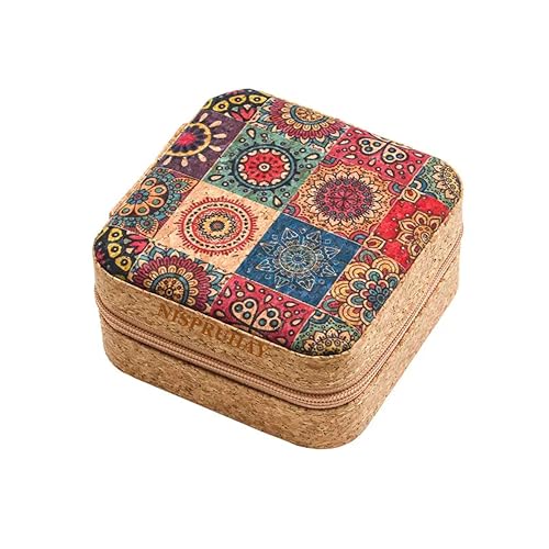 Nispruhay Mini Jewellery Box Retro Portable Organiser Travel Jewelry Storage Box for Rings, Earrings, Necklace Organizer Mexican Moroccan Style Design (Mandala Design) - Image 1