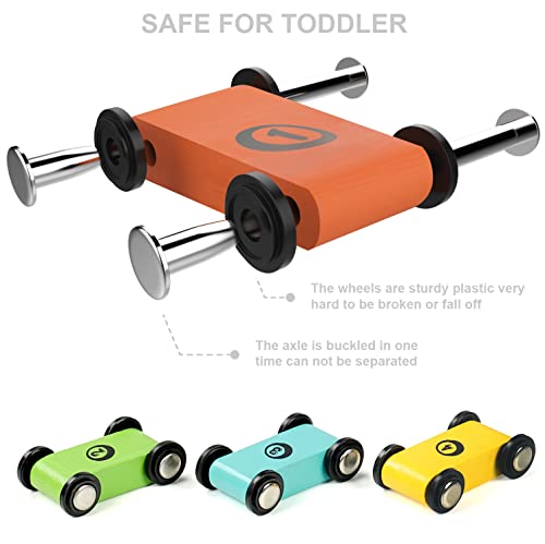 TOP BRIGHT Toddler Toys for 1 2 Year Old Boy and Girl Gifts Wooden Race Track Car Ramp Racer with 4 Mini Car - Image 2