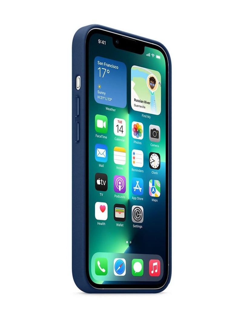 CATANES iPhone 13 Pro Max Premium Leather Case with MagSafe Wireless Charging Compatible Ultra Slim Shockproof Cover Blue  - Image 3