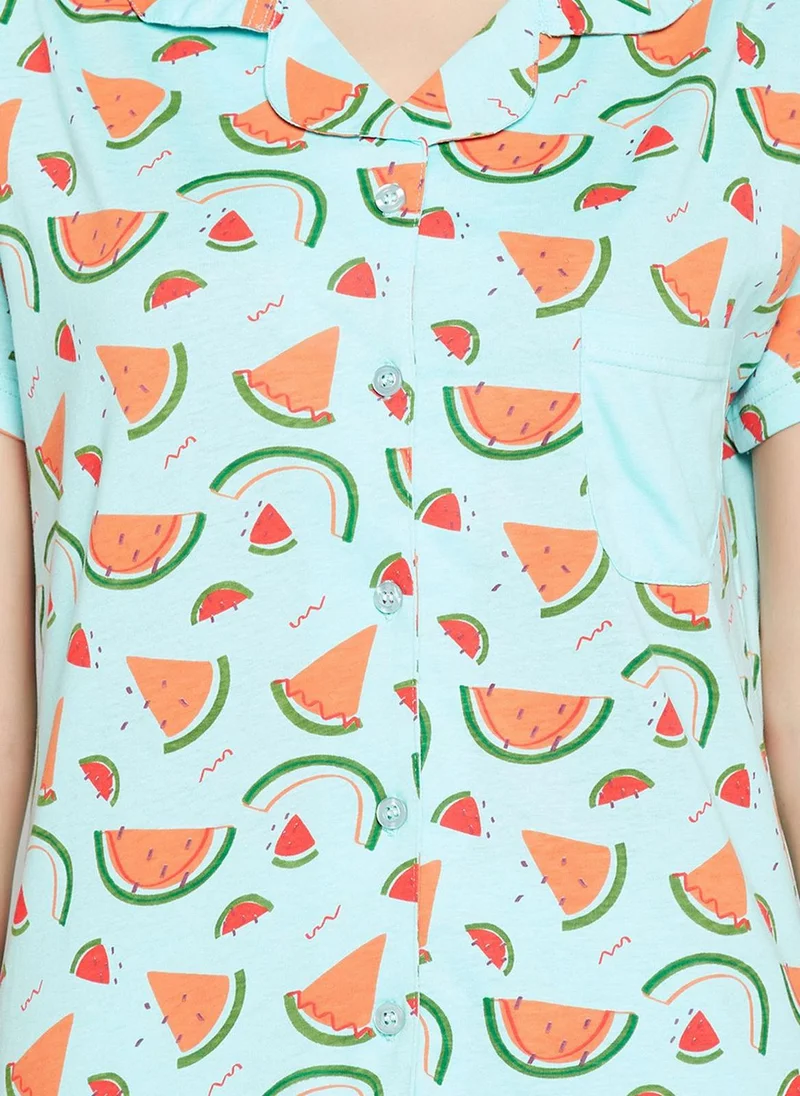Clovia Printed Shirts & Pyjama Set
