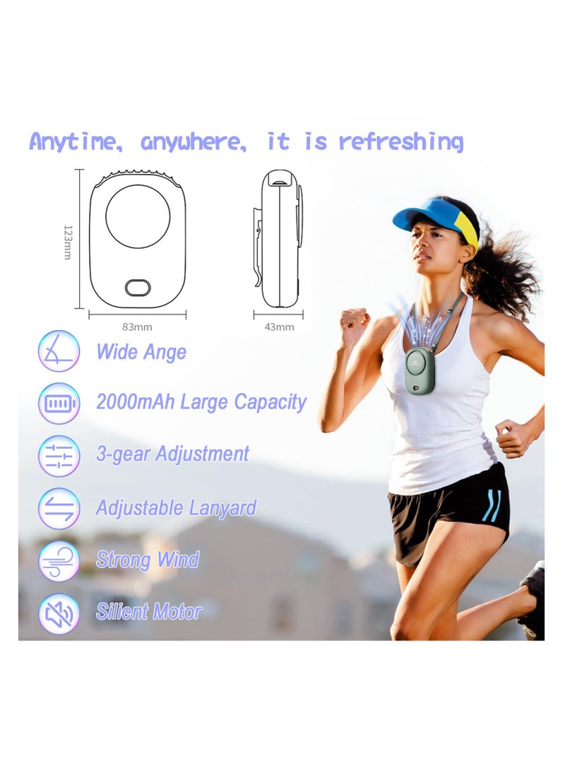 SUNSAR Portable Neck Fan, USB Rechargeable Fan Hands-Free Personal Fan with Adjustable Lanyard Design Compact Travel Fan 3 Wind Speed Settings Wearable Fan for Indoor Outdoor Travel - Image 2