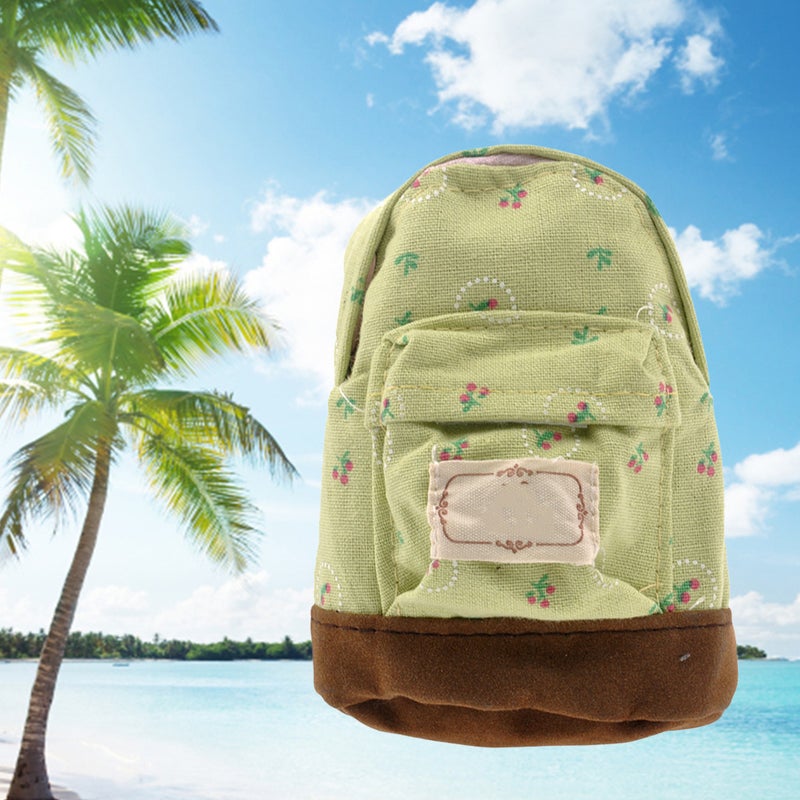 Mini Backpack Flower Bag Wallet Hand Pouch Purse Key Chain Keyring (Green) - Image 5