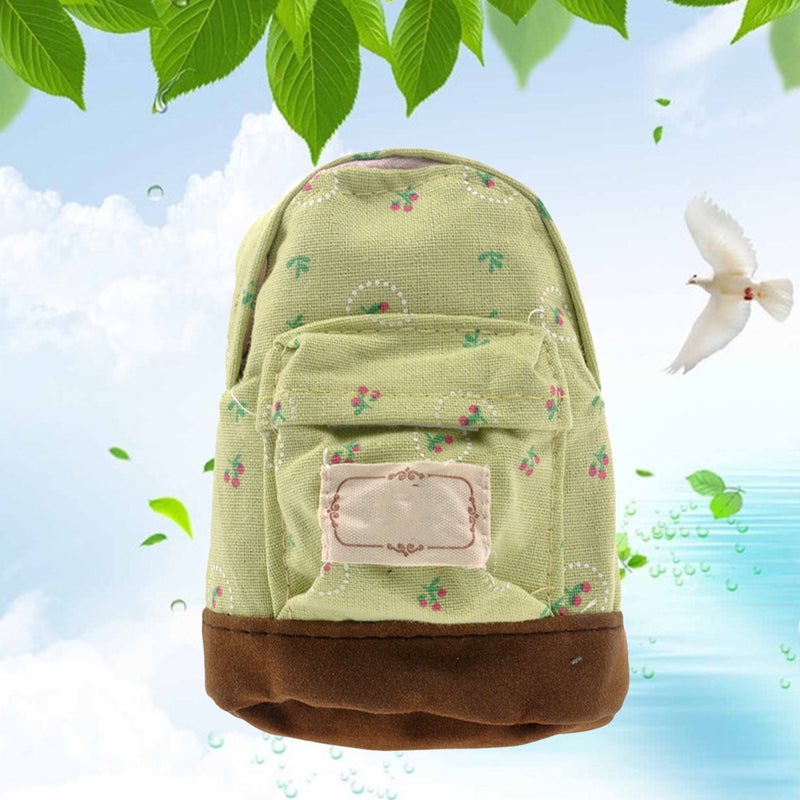 Mini Backpack Flower Bag Wallet Hand Pouch Purse Key Chain Keyring (Green) - Image 2